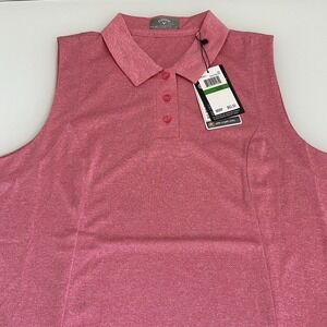 Callaway Women's Sleeveless Opti-Dry Golf Polo Shirt Size L‎ Fruit Dove Heather